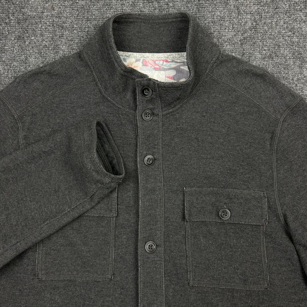 Tommy Bahama Shirt Jacket Men M Gray Mock Neck Cotton Blend Button Front Shacket